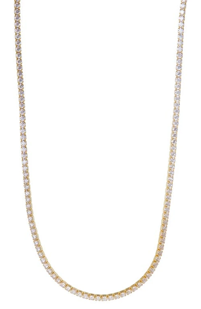 Argento Vivo Sterling Silver Cubic Zirconia Tennis Necklace in Gold at Nordstrom