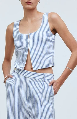 Madewell Stripe Scoop Neck Crop Tank Bluestone at Nordstrom,