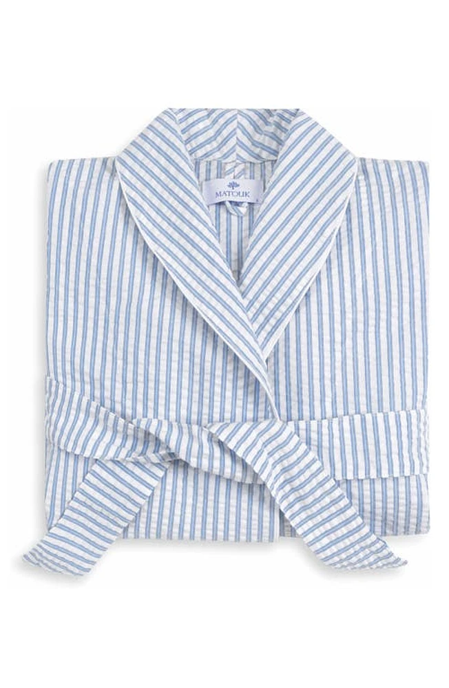 Matouk Matteo Stripe Robe in Azure at Nordstrom