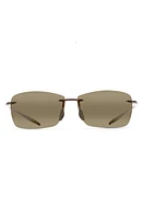 Maui Jim Lighthouse 65mm Polarized Rectangle Sunglasses in Rootbeer at Nordstrom