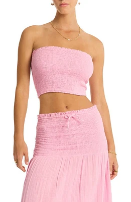 Sea Level Sunset Strapless Cotton Gauze Cover-Up Top at Nordstrom,