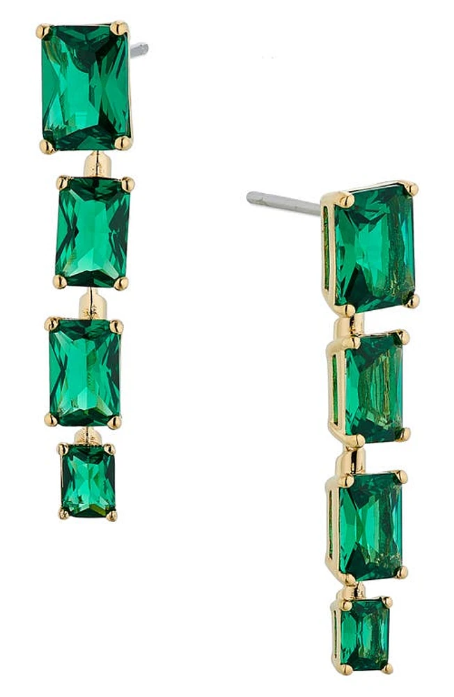 Nadri Isle Linear Cubic Zirconia Drop Earrings in Gold/emerald at Nordstrom