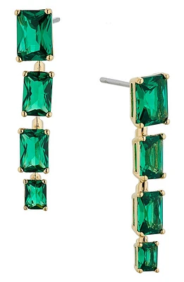 Nadri Isle Linear Cubic Zirconia Drop Earrings in Gold/emerald at Nordstrom