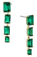 Nadri Isle Linear Cubic Zirconia Drop Earrings in Gold/emerald at Nordstrom