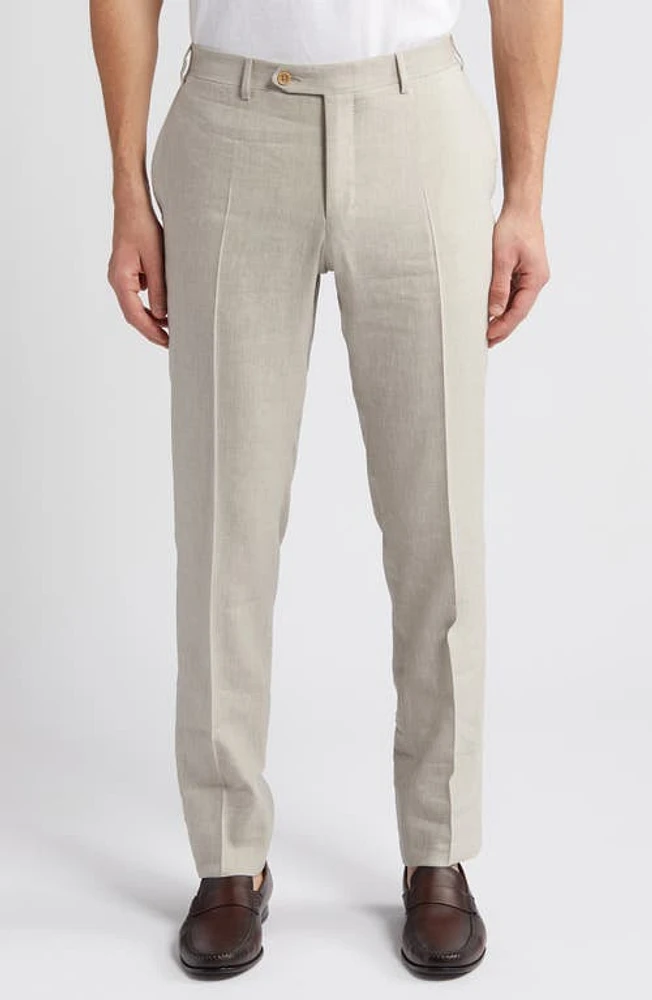 Canali Milano Trim Fit Linen & Wool Dress Pants Beige at Nordstrom, Eu