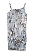 Zunie Kids' Asymmetric Floral Shimmer Dress Blue at Nordstrom,