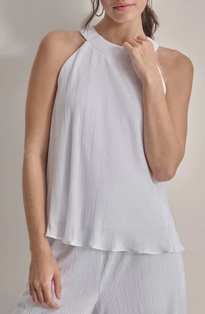 DKNY High Neck Sleeveless Plissé Top at Nordstrom,