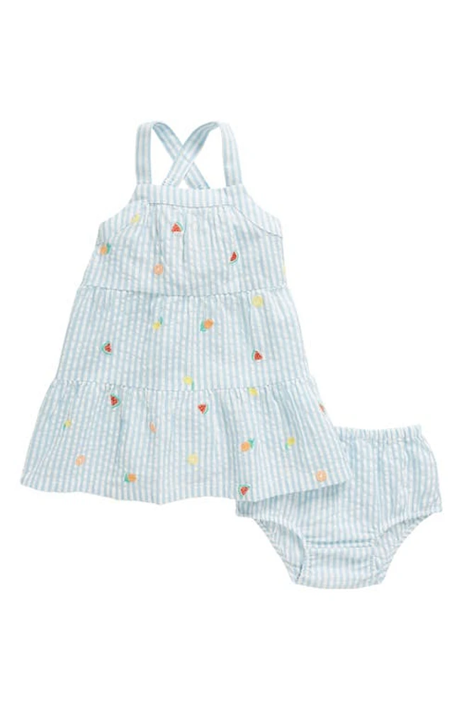 Tucker + Tate Embroidered Seersucker Tank Dress & Bloomers Set Blue Falls Ditsy Fruit at Nordstrom, M