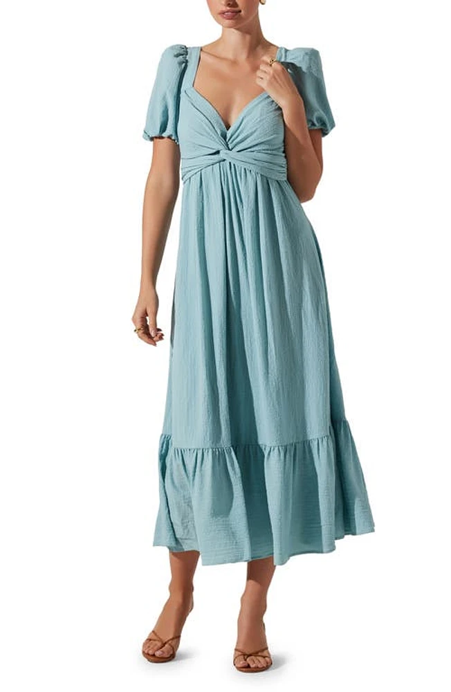 ASTR the Label Tie Back Puff Sleeve Midi Dress at Nordstrom,