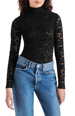 Steve Madden Cassi Lace Long Sleeve Bodysuit Black at Nordstrom,