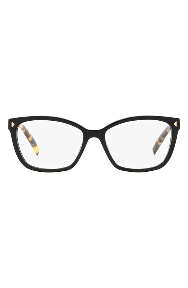 Prada 53mm Rectangular Optical Glasses in Matte Black at Nordstrom