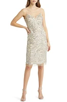 Vince Camuto Sequin Illusion Lace Yoke Sleeveless Cocktail Dress Champagne at Nordstrom,