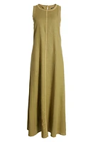 halogen(r) Seam Sleeveless Linen Blend Maxi Dress Olive Drab Green at Nordstrom,