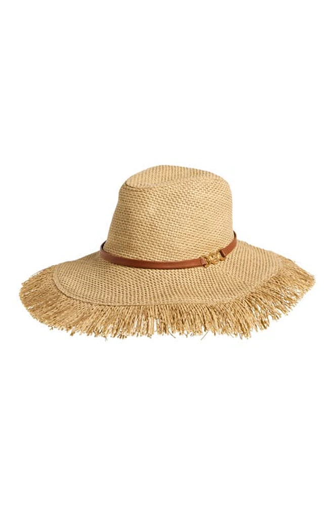 Versace Other Fringe Woven Raffia Sun Hat Beige at Nordstrom,