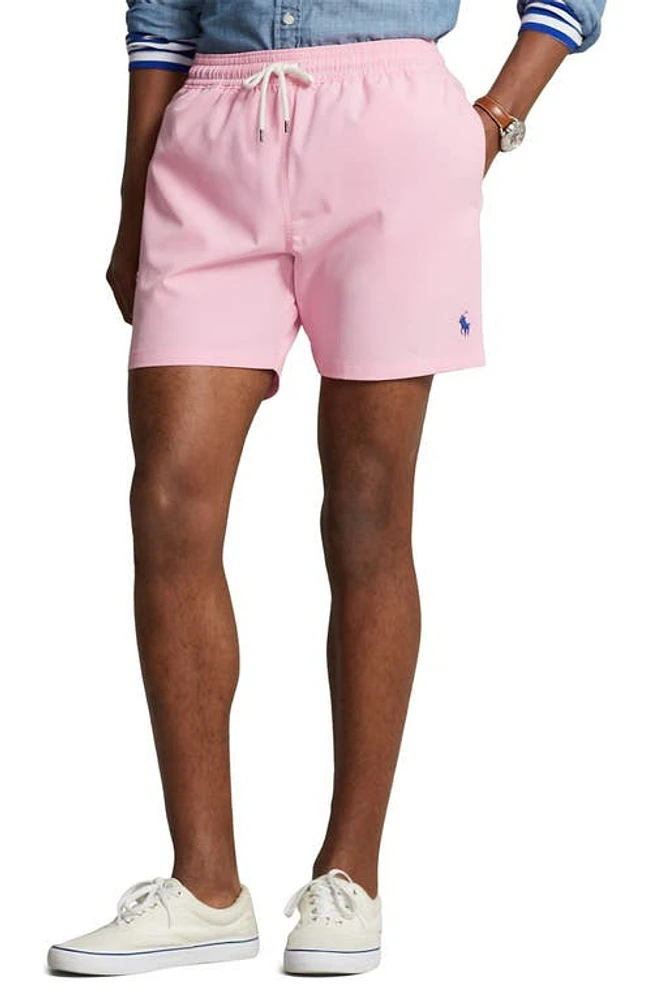 Polo Ralph Lauren Traveler Polo Rider Swim Trunks in Course Pink at Nordstrom, Size Small