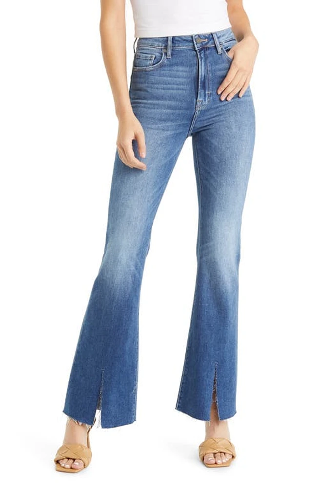 HIDDEN Jeans High Waist Slit Hem Flare Medium Wash at Nordstrom,