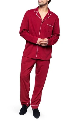 Petite Plume Men's Luxe Pima Cotton Pajamas Bordeaux at Nordstrom,