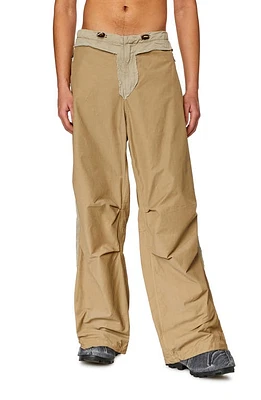 DIESEL P-Mckell Mixed Media Wide Leg Pants Tan/Brown at Nordstrom, Us