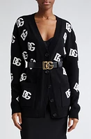 Dolce & Gabbana DG Logo Intarsia V-Neck Cashmere Cardigan Black Inlay at Nordstrom, Us