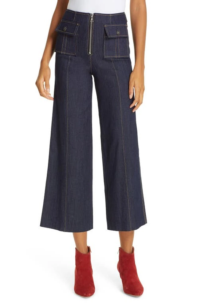 Cinq à Sept Azure Crop Wide Leg Jeans Indigo at Nordstrom,