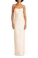 ML Monique Lhuillier Camellia Strapless Jacquard Column Gown Champagne Blush at Nordstrom,