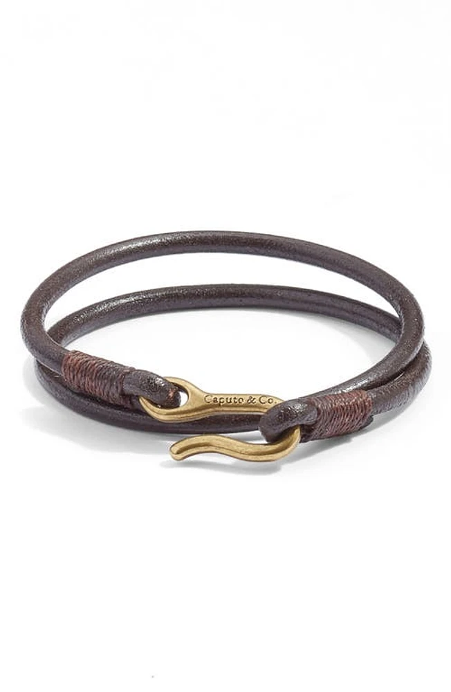 Caputo & Co. Men's Leather Cord Wrap Bracelet in Brown at Nordstrom