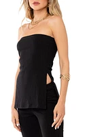 EDIKTED Dekota Ribbed Side Slit Strapless Top at Nordstrom