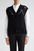 Maria McManus Argyle Oversize Recycled Cashmere & Organic Cotton Sweater Vest Black at Nordstrom,