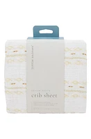 little unicorn Cotton Muslin Crib Sheet in Gold Diamond Stripe at Nordstrom