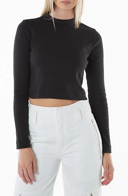 ÉTICA Belle Crop Mock Neck Rib Pullover Black Beauty at Nordstrom,