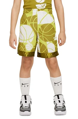 Nike Kids' Dri-FIT Basketball Shorts Moss/Bright Cactus/White at