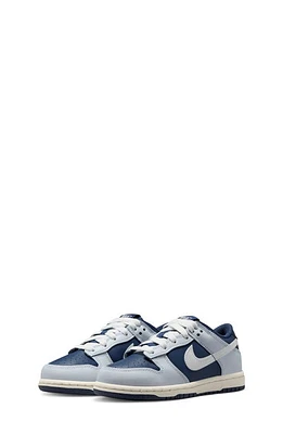 Nike Kids' Dunk Low Basketball Sneaker in Football Grey/White/Navy at Nordstrom, Size 2 M