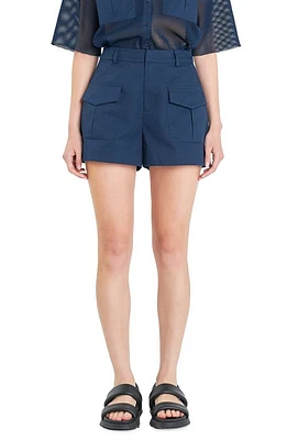 Grey Lab Flap Pocket High Waist Shorts Navy at Nordstrom,