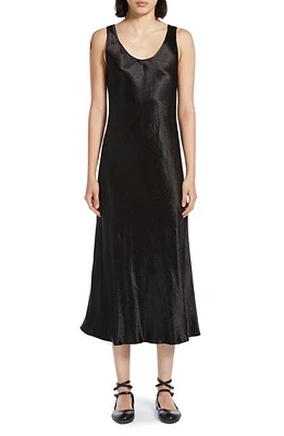 Max Mara Leisure Talete Sleeveless Crinkle Satin Dress Black at Nordstrom,