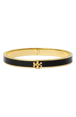 Tory Burch Kira Enamel Hinge Bracelet in Tory Gold /Black at Nordstrom, Size Medium