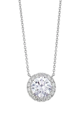 LIGHTBOX 2-Carat Lab Grown Diamond Halo Pendant Necklace in White/14K White Gold at Nordstrom