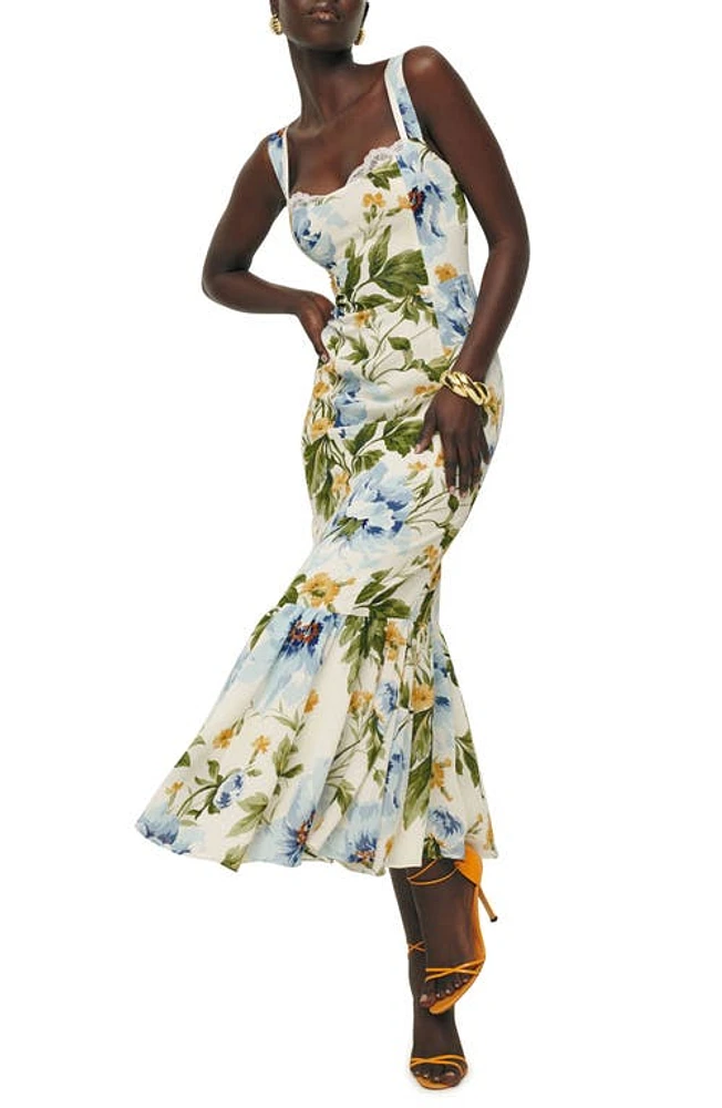 Reformation Irisa Floral Trumpet Dress Botanist at Nordstrom,