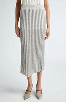 Brunello Cucinelli Dazzling Diamante Rib Midi Skirt in Czf54 Grey Beige at Nordstrom, Size X-Small