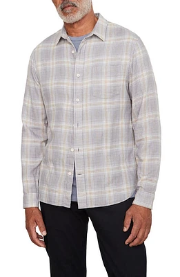 Vince Shadow Plaid Double Face Button-Up Shirt in Pebble Blue/H White at Nordstrom, Size X-Small