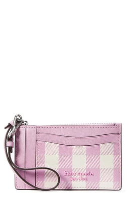 Kate Spade New York morgan gingham field print wristlet card case in Berry Cream Multi at Nordstrom