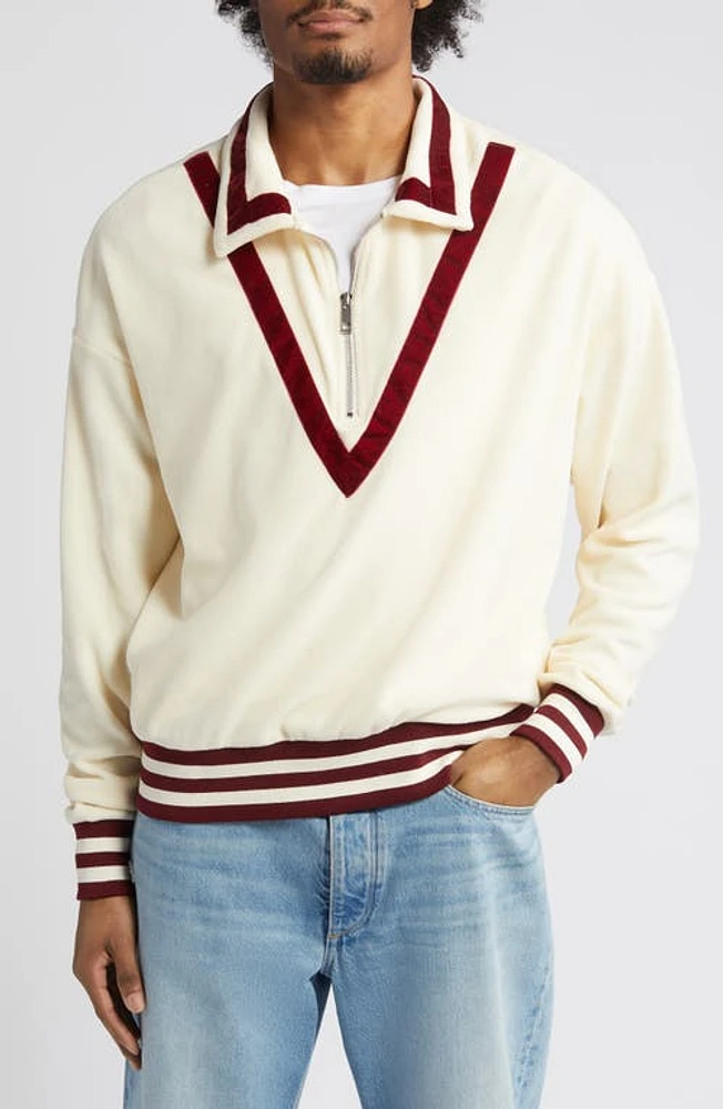 Falling Forward Cricket Fleece Half Zip Pullover Cream at Nordstrom,