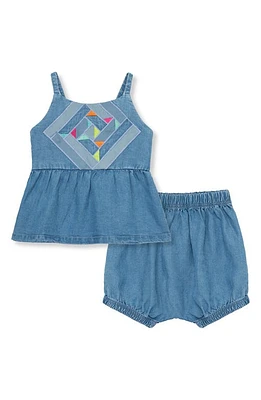 Peek Essentials Embroidered Patchwork Chambray Tank & Bloomers Light Stone at Nordstrom,