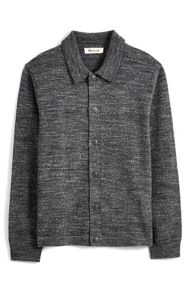 Madewell Tundra Polo Collar Cardigan in Heather Coal at Nordstrom, Size Medium