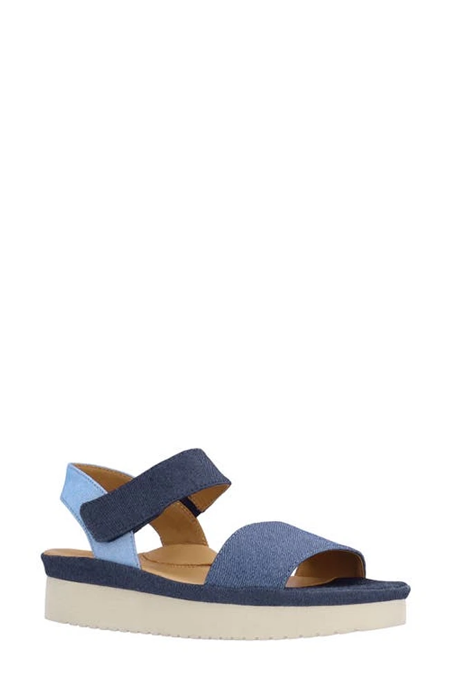 L'Amour des Pieds Abrilla Slingback Platform Wedge Sandal Blue at Nordstrom,