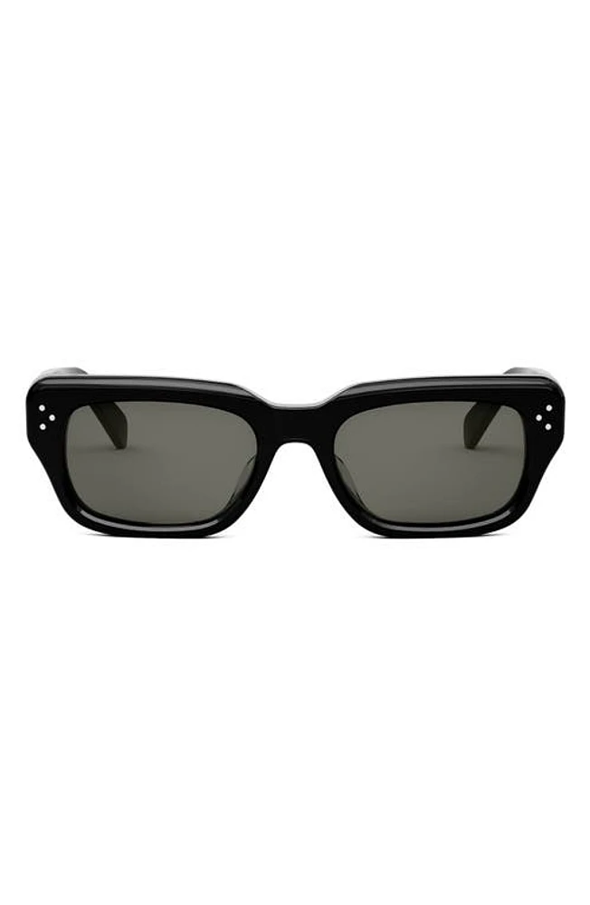 CELINE Bold 3 Dot Rectangular Sunglasses in Shiny Black /Smoke at Nordstrom