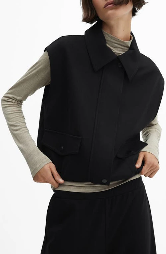 MANGO Zip Vest Black at Nordstrom,