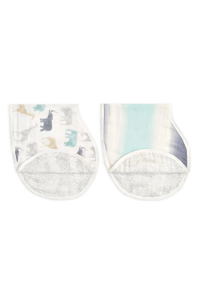 aden + anais 2-Pack Assorted Silky Soft Burpy Bibs in Expedition Blue at Nordstrom