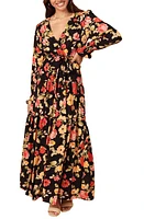 Petal & Pup Long Sleeve Maxi Dress Black Floral at Nordstrom,