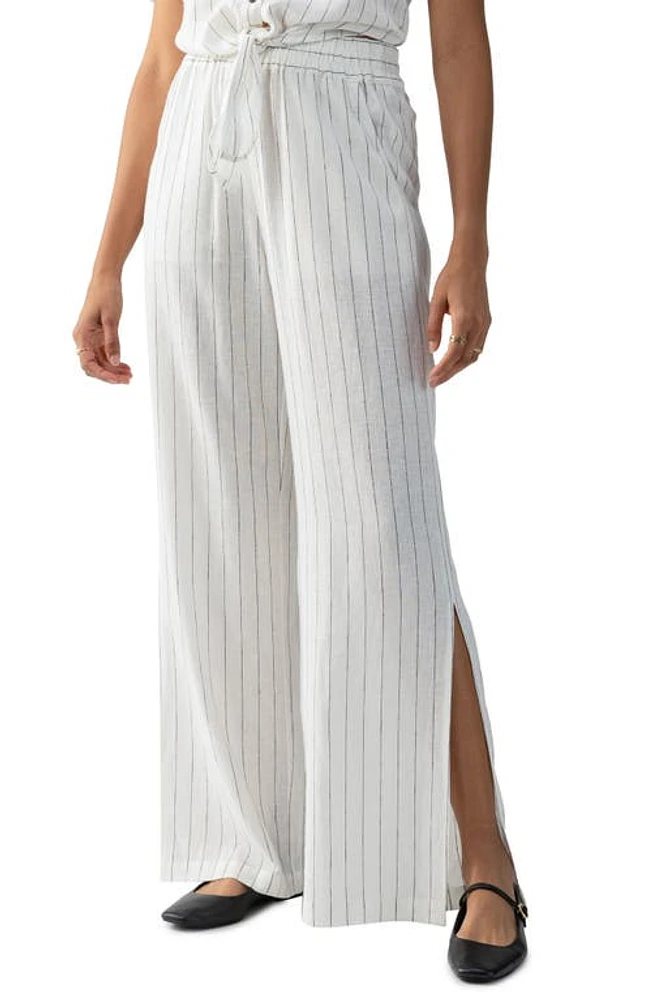 Sanctuary Oceanfront Stripe Linen Blend Pull-On Pants Biarritz at Nordstrom,