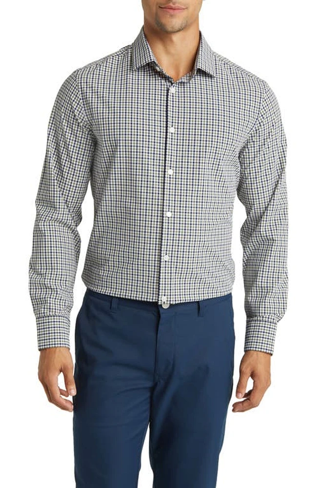 Mizzen+Main Leeward Trim Fit Gingham Performance Button-Up Shirt Sage Multi at Nordstrom,